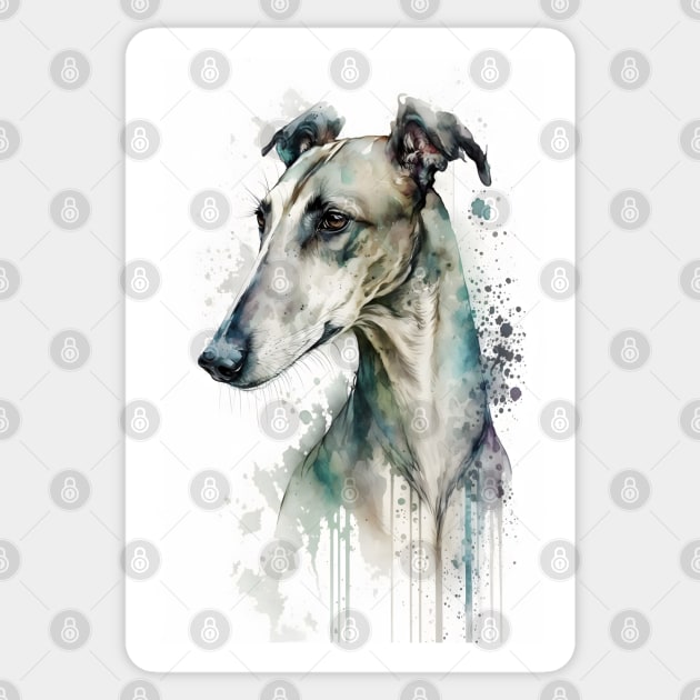 Greyhound or Grayhound Dog Watercolor Portrait Sticker by designs4days